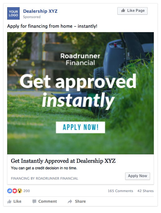 PAID FACEBOOK AD WITH BANNER AND LINK