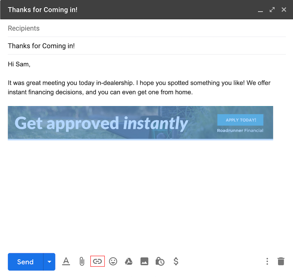 ADDING LINK TO BANNER AD IN GMAIL